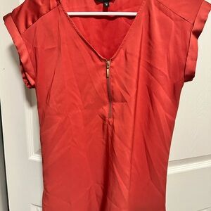 Express Red Zip-Front Blouse